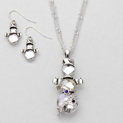 silver toned bejewled snowman set.JPG